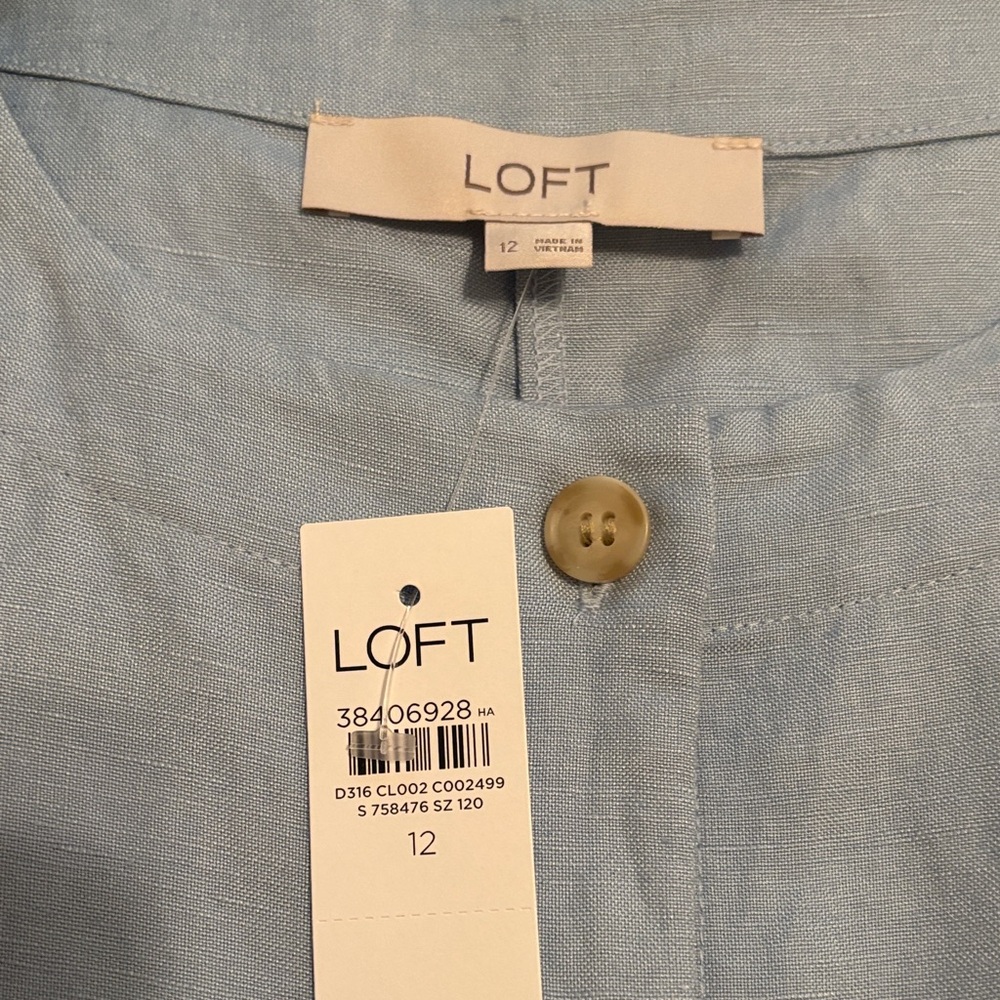 The Loft Linen Blend Sleeveless Blue Dress - Picture 4 of 6